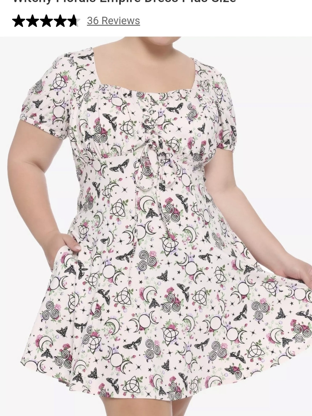 Hot Topic Plus Size Pink Lunar & Floral Tie-Front Dress
